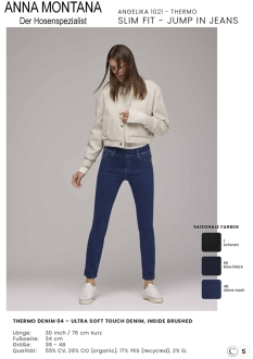 Angelika 1021 Thermo - Schlupfhose - Denim, die kuschelige Hose für "Frostbeulen", Slim Fit Jump In Jeans